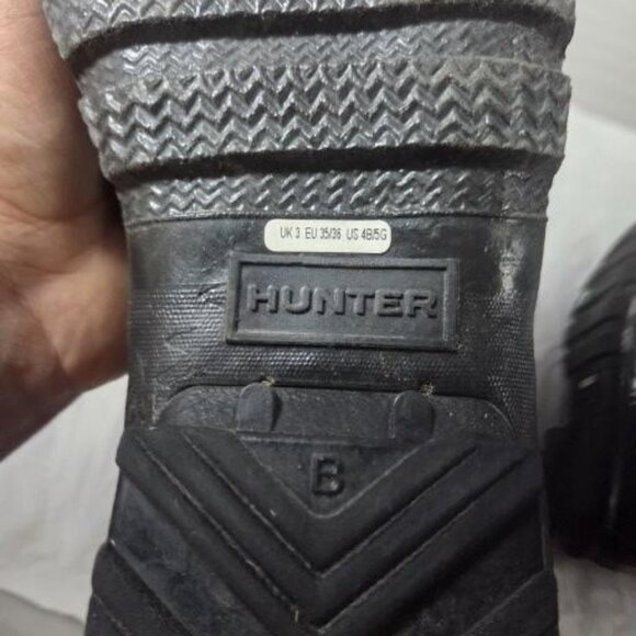 Hunter Boots Youth Size 4 Black Original Kids Gloss Rain Wellington Rubber - Picture 3 of 11